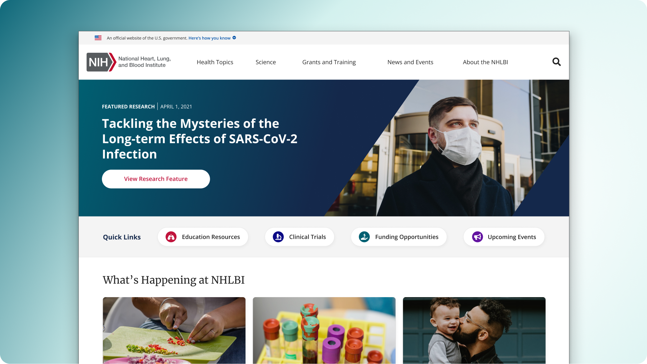 NHLBI Homepage redesign preview